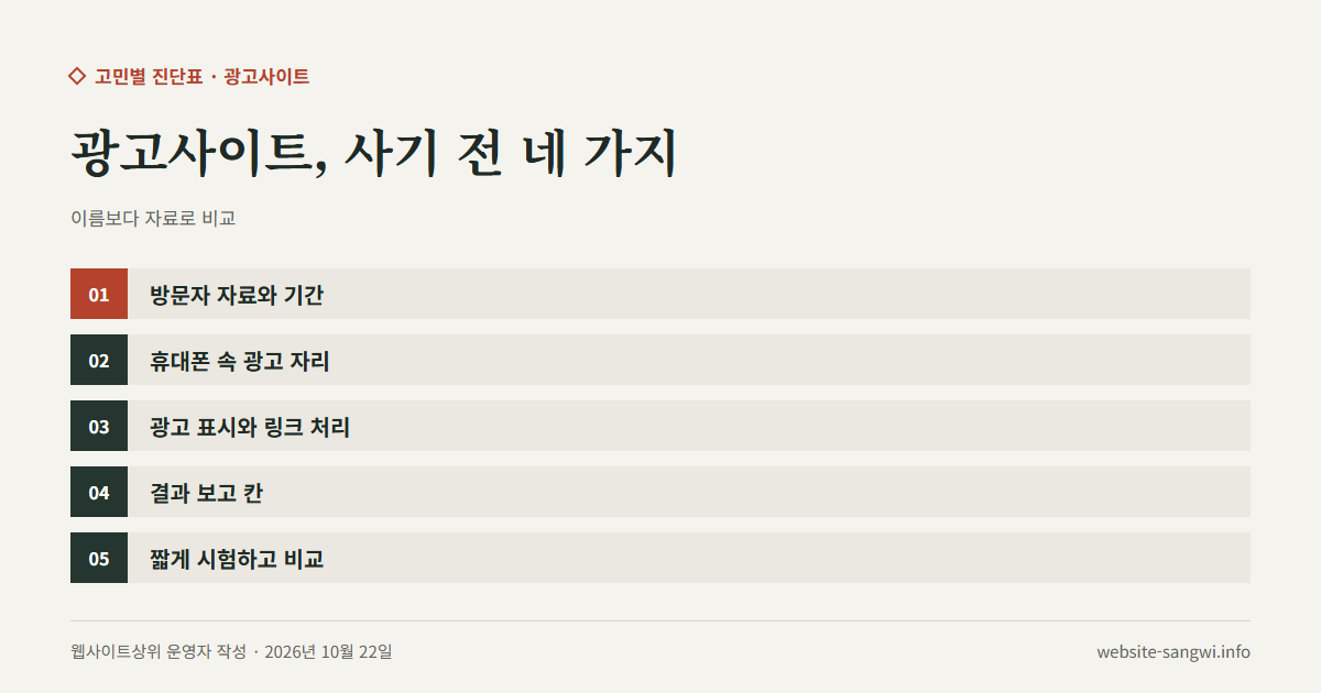 광고사이트에 광고를 사기 전 받아 볼 자료를 적은 도식